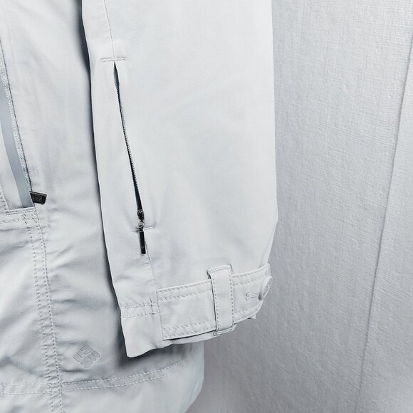 Columbia Women's Light Grey Omni-Heat Full Zip Double Breasted Trench Coat Sz - Picture 11 of 14